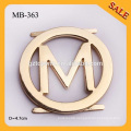 MB-363 Custom 4.7cm Engraved M Letter Metal Logo Labels Round Shape Metal Badge For Lady Handbags